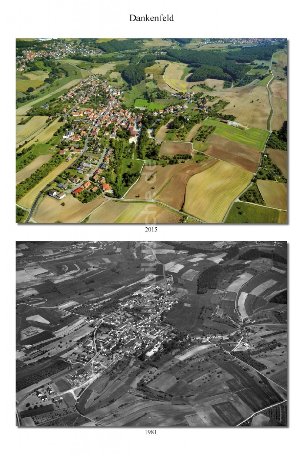 Luftbild Dankenfeld - Dorf - Ansicht im Wandel der Zeit der zum Landkreis Haßberge gehörenden Gemeinde Dankenfeld im Bundesland Bayern