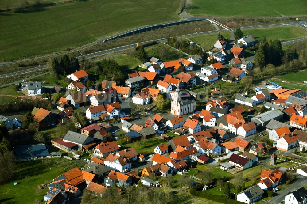 Luftaufnahme Wickers - Dorf- Ansicht von Wickers in der Rhön im Bundesland Hessen, Deutschland