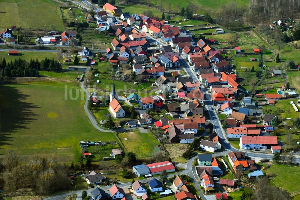 Wiedersbach aus der Vogelperspektive: Dorf- Ansicht von Wiedersbach im Bundesland Thüringen, Deutschland