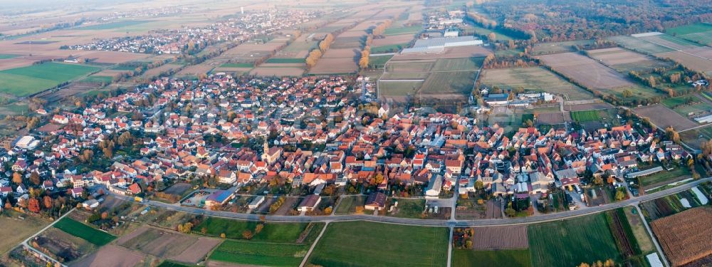 Luftaufnahme Zeiskam - Dorf - Ansicht in Zeiskam im Bundesland Rheinland-Pfalz, Deutschland