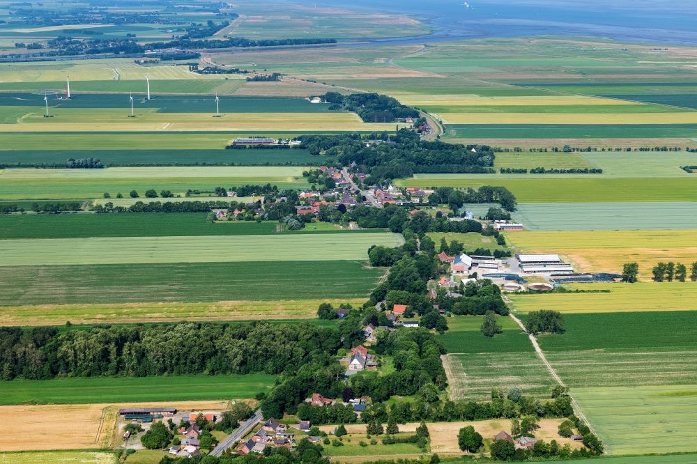 Hörne aus der Vogelperspektive: Dorfansicht von Hörne in Balje im Bundesland Niedersachsen, Deutschland