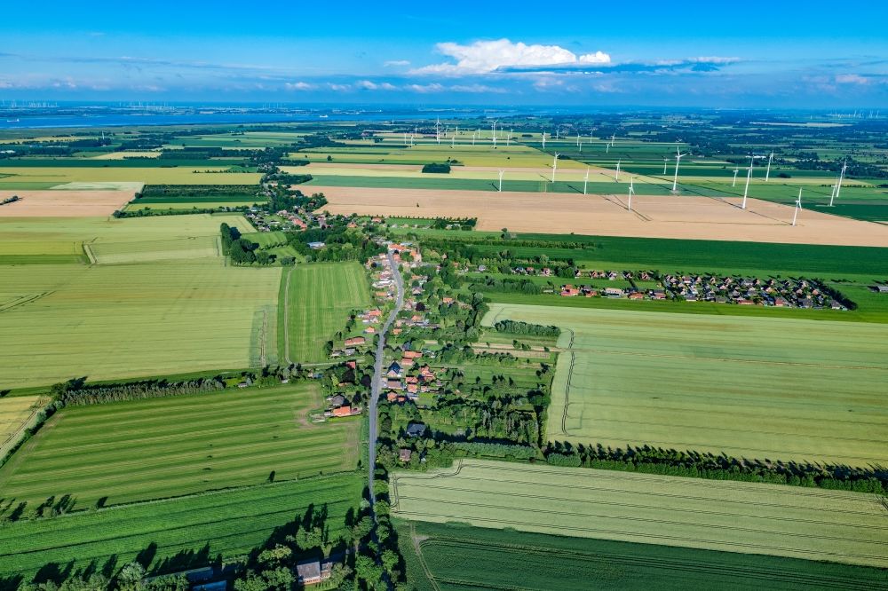 Oederquart von oben - Dorfansicht in Oederquart im Bundesland Niedersachsen, Deutschland
