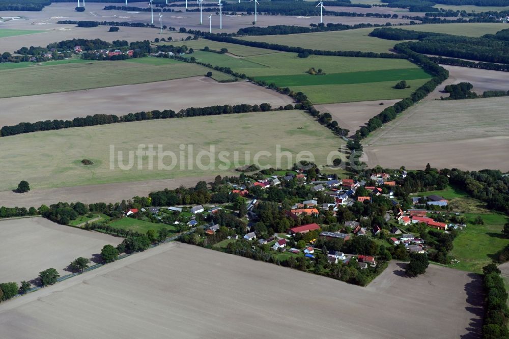 Luftaufnahme Brügge - Dorfkern in Brügge im Bundesland Brandenburg, Deutschland