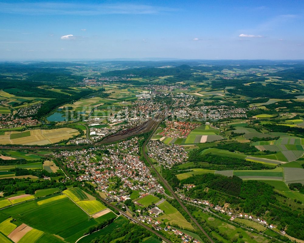 Luftaufnahme Bebra - Dorfkern am Feldrand in Bebra im Bundesland Hessen, Deutschland
