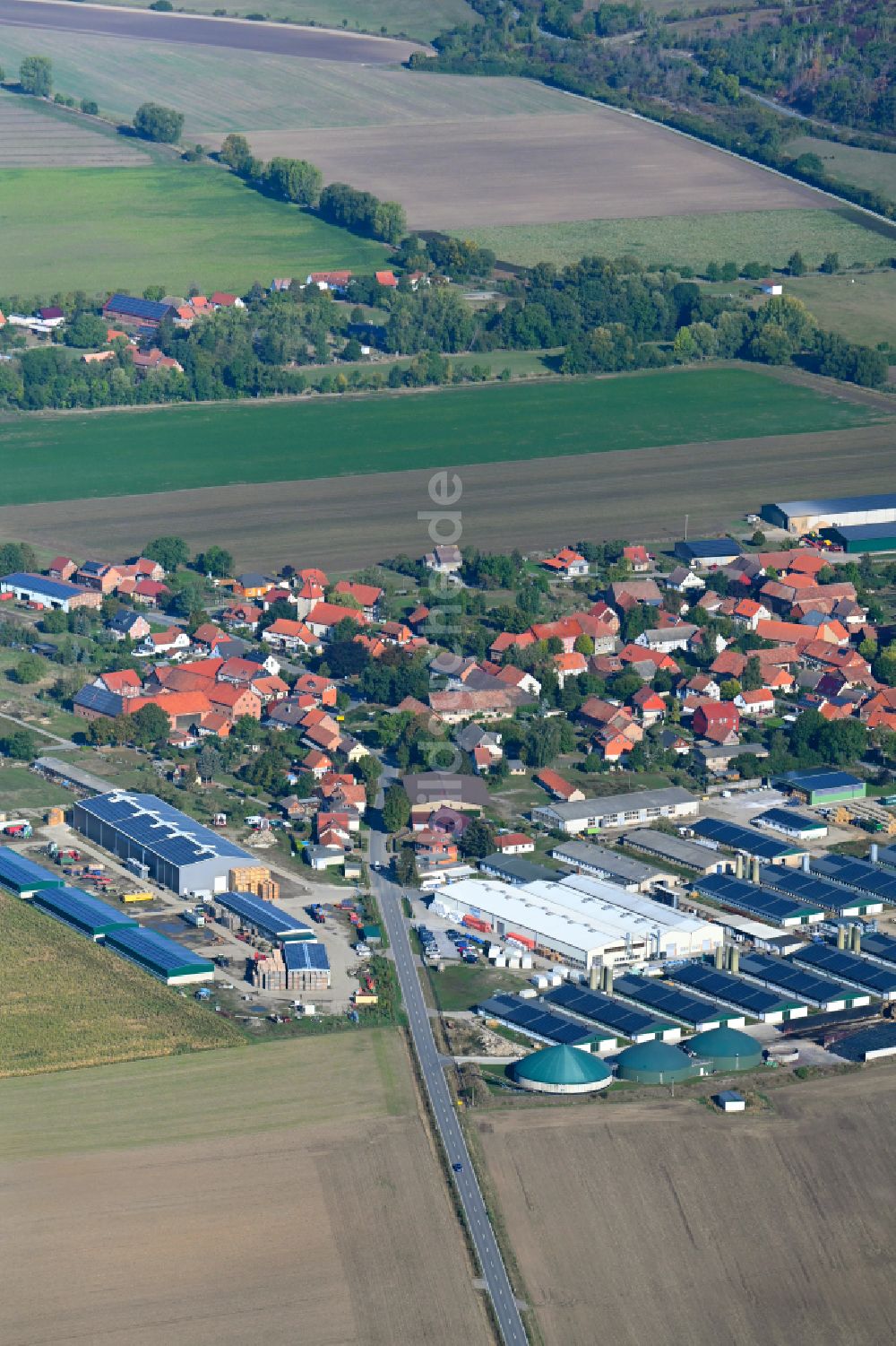 Luftaufnahme Bühne - Dorfkern am Feldrand in Bühne im Bundesland Sachsen-Anhalt, Deutschland