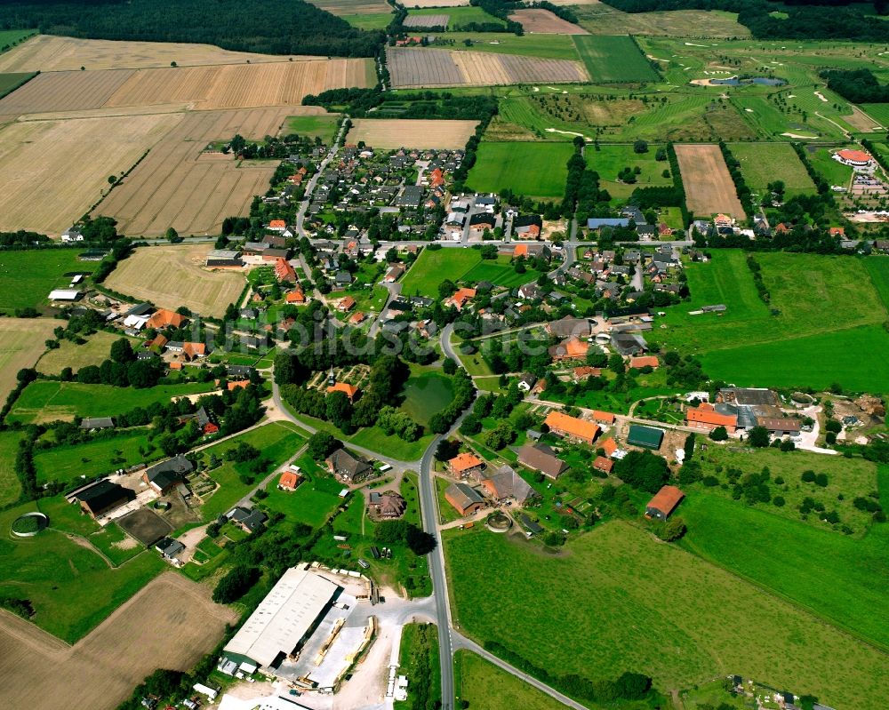 Brunstorf von oben - Dorfkern am Feldrand in Brunstorf im Bundesland Schleswig-Holstein, Deutschland