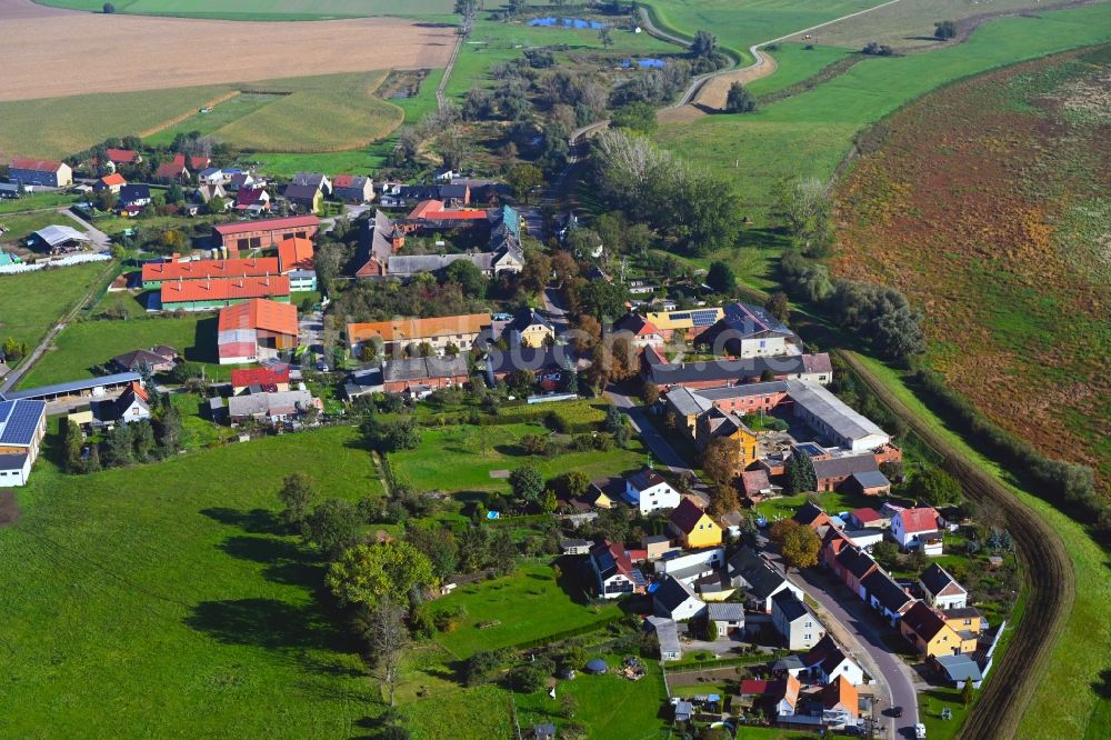 Bösewig aus der Vogelperspektive: Dorfkern am Feldrand in Bösewig im Bundesland Sachsen-Anhalt, Deutschland
