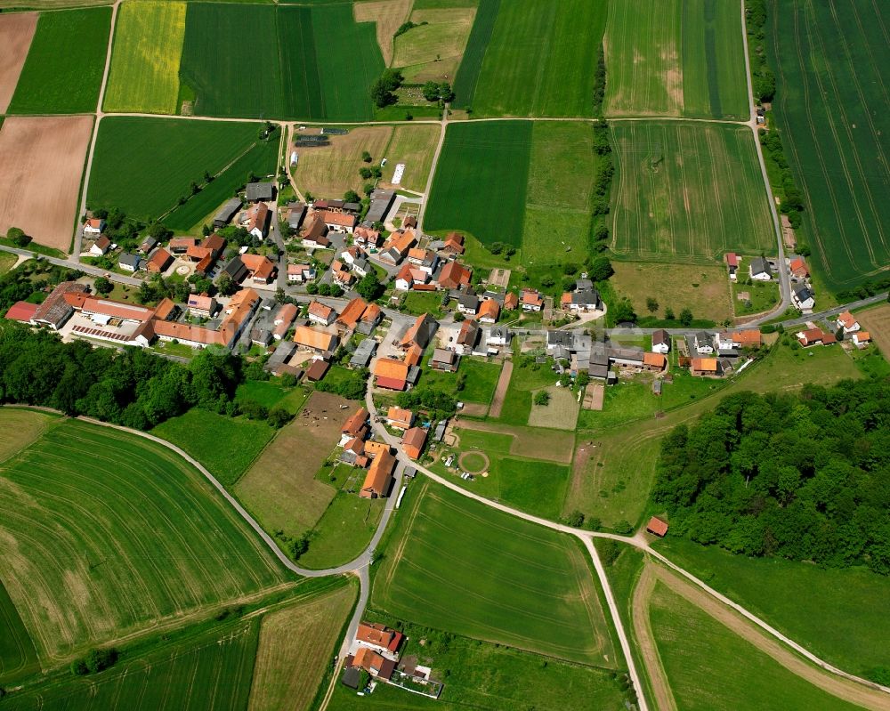 Luftaufnahme Dankerode - Dorfkern am Feldrand in Dankerode im Bundesland Hessen, Deutschland