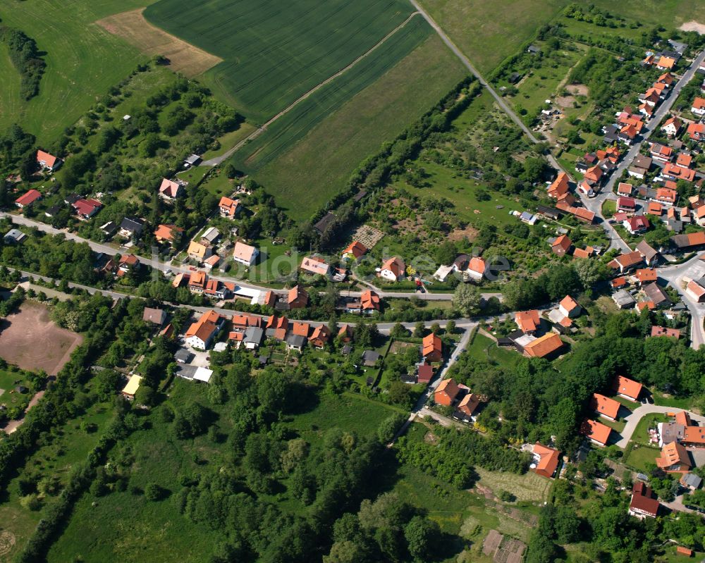 Darlingerode aus der Vogelperspektive: Dorfkern am Feldrand in Darlingerode im Bundesland Sachsen-Anhalt, Deutschland