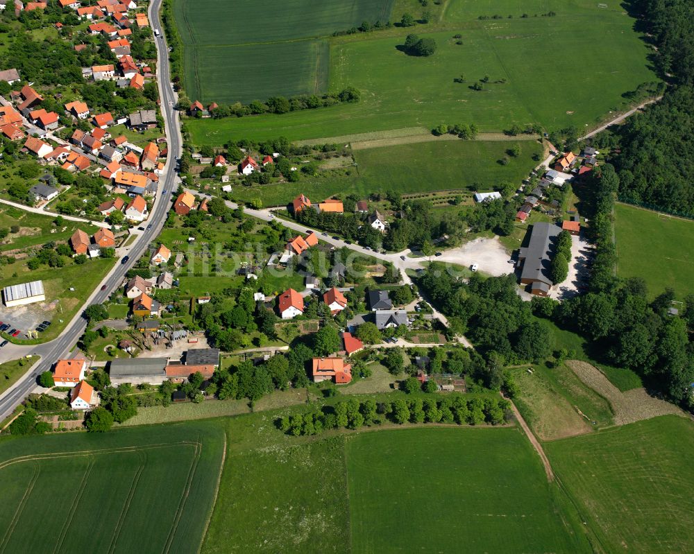 Drübeck von oben - Dorfkern am Feldrand in Drübeck im Bundesland Sachsen-Anhalt, Deutschland