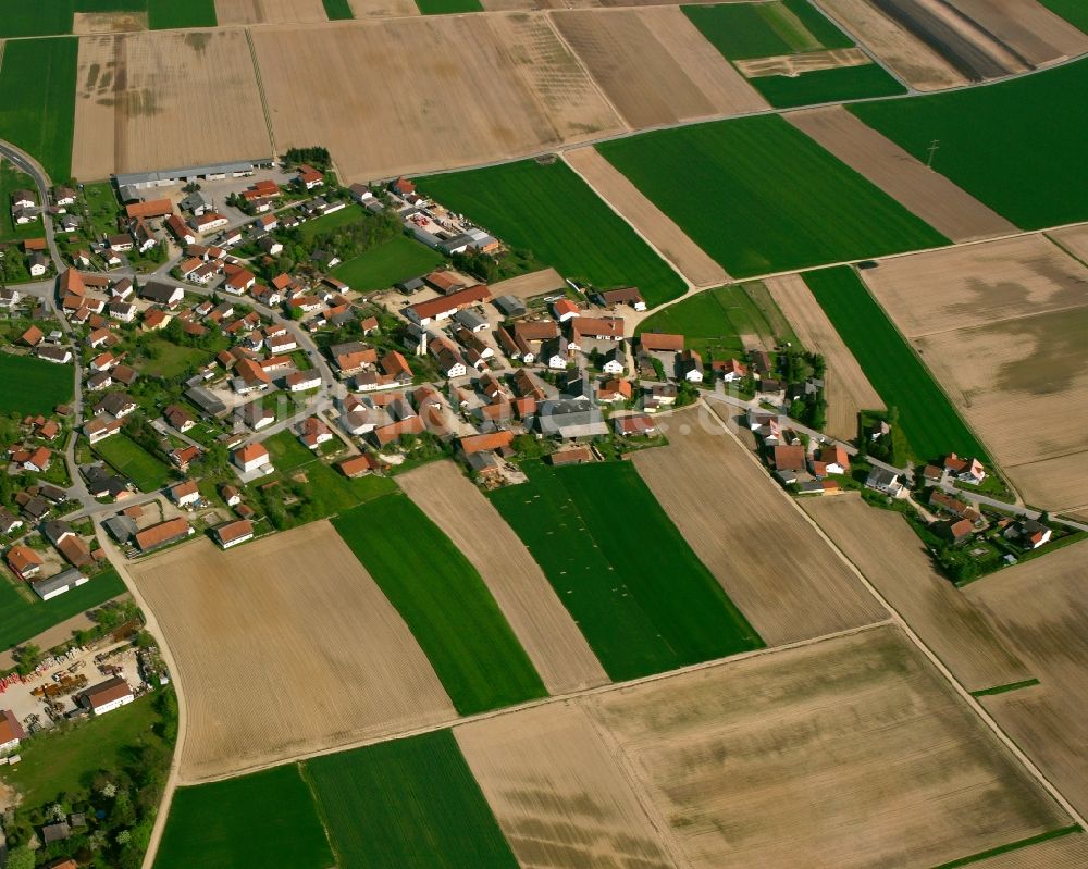 Dürnhart von oben - Dorfkern am Feldrand in Dürnhart im Bundesland Bayern, Deutschland