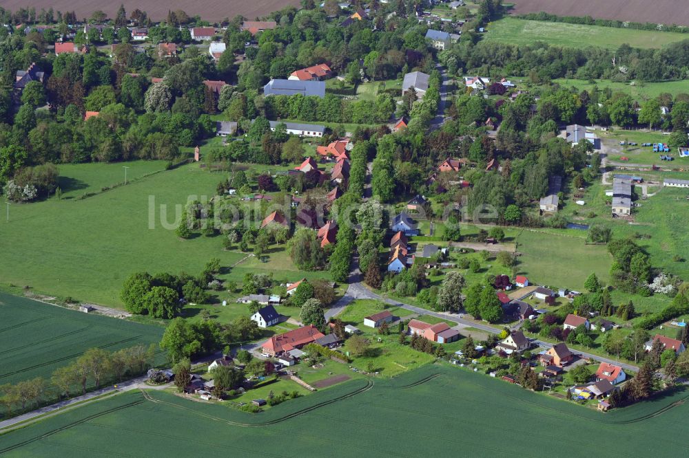 Drönnewitz von oben - Dorfkern am Feldrand in Drönnewitz im Bundesland Mecklenburg-Vorpommern, Deutschland