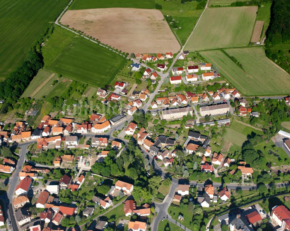 Luftbild Ershausen - Dorfkern am Feldrand in Ershausen im Bundesland Thüringen, Deutschland