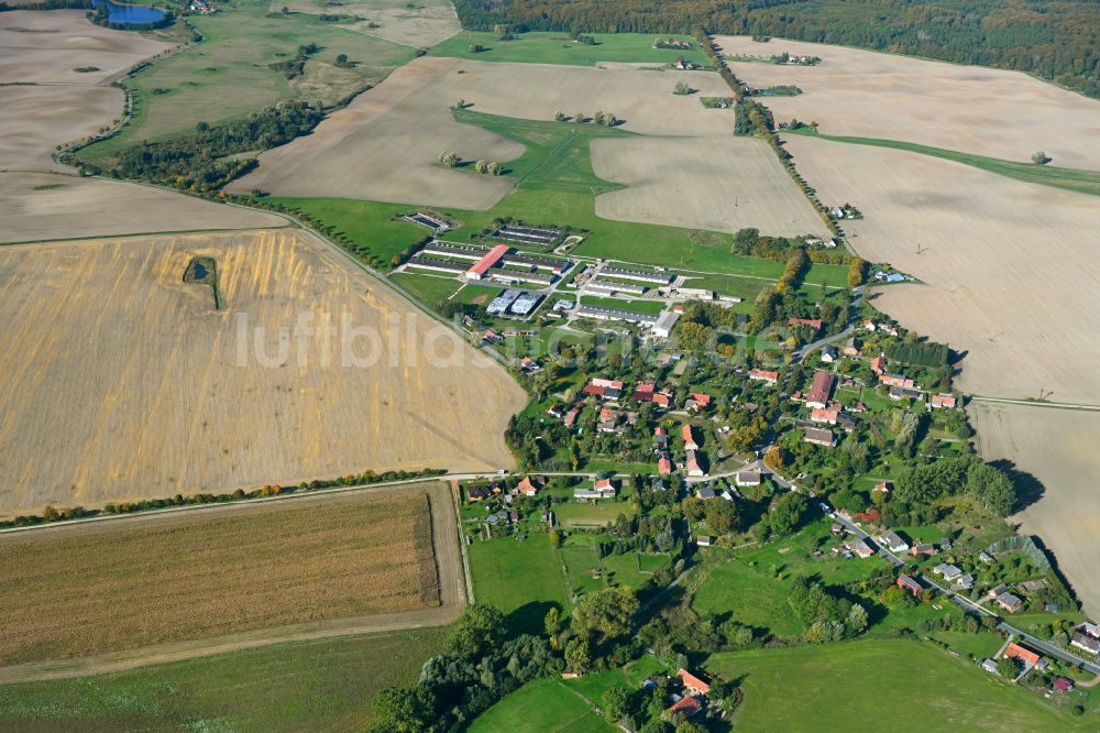 Grauenhagen aus der Vogelperspektive: Dorfkern am Feldrand in Grauenhagen im Bundesland Mecklenburg-Vorpommern, Deutschland