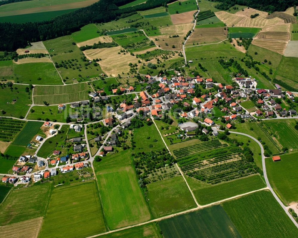 Grießen von oben - Dorfkern am Feldrand in Grießen im Bundesland Baden-Württemberg, Deutschland