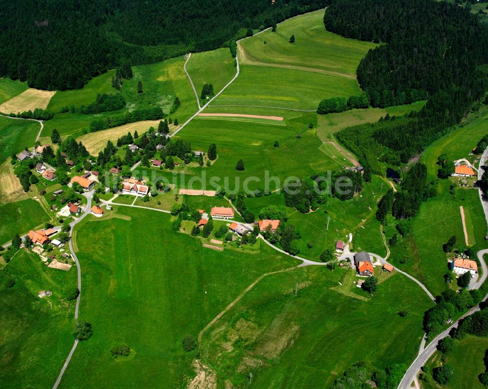 Großherrischwand aus der Vogelperspektive: Dorfkern am Feldrand in Großherrischwand im Bundesland Baden-Württemberg, Deutschland