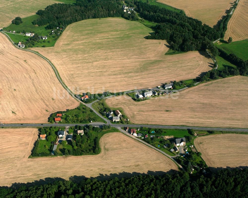 Großschirma aus der Vogelperspektive: Dorfkern am Feldrand in Großschirma im Bundesland Sachsen, Deutschland