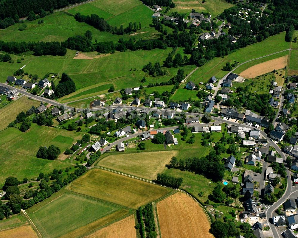 Hammerbirkenfeld aus der Vogelperspektive: Dorfkern am Feldrand in Hammerbirkenfeld im Bundesland Rheinland-Pfalz, Deutschland