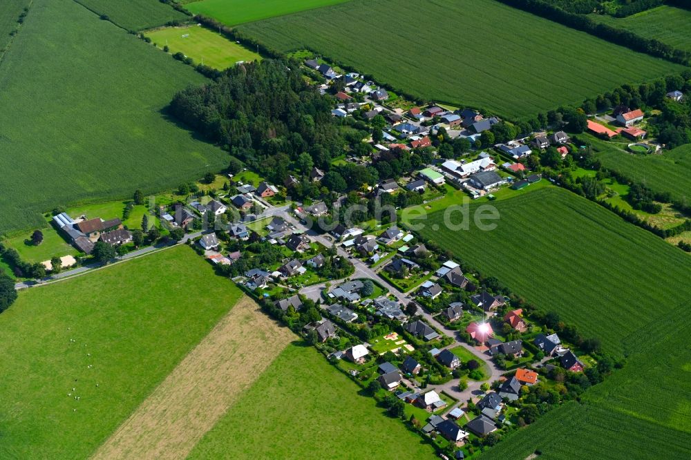 Luftaufnahme Heidmoor - Dorfkern am Feldrand in Heidmoor im Bundesland Schleswig-Holstein, Deutschland