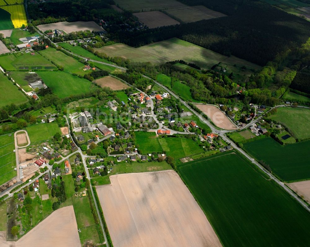 Hornbek aus der Vogelperspektive: Dorfkern am Feldrand in Hornbek im Bundesland Schleswig-Holstein, Deutschland