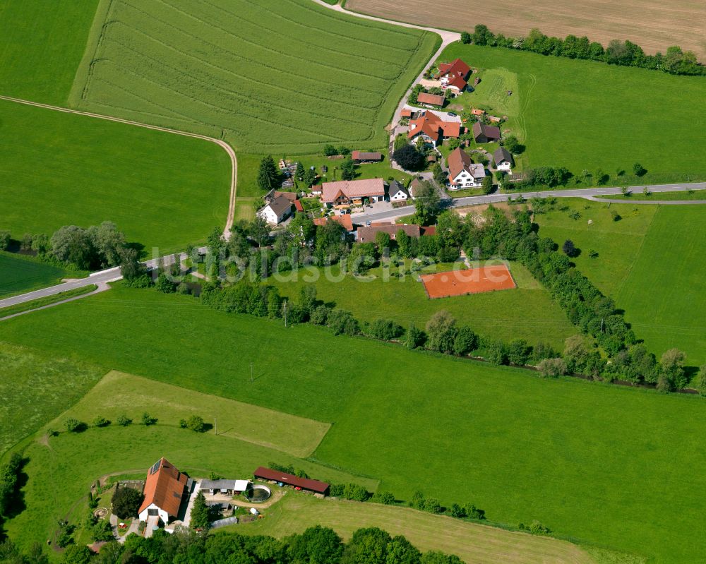 Hürbel aus der Vogelperspektive: Dorfkern am Feldrand in Hürbel im Bundesland Baden-Württemberg, Deutschland