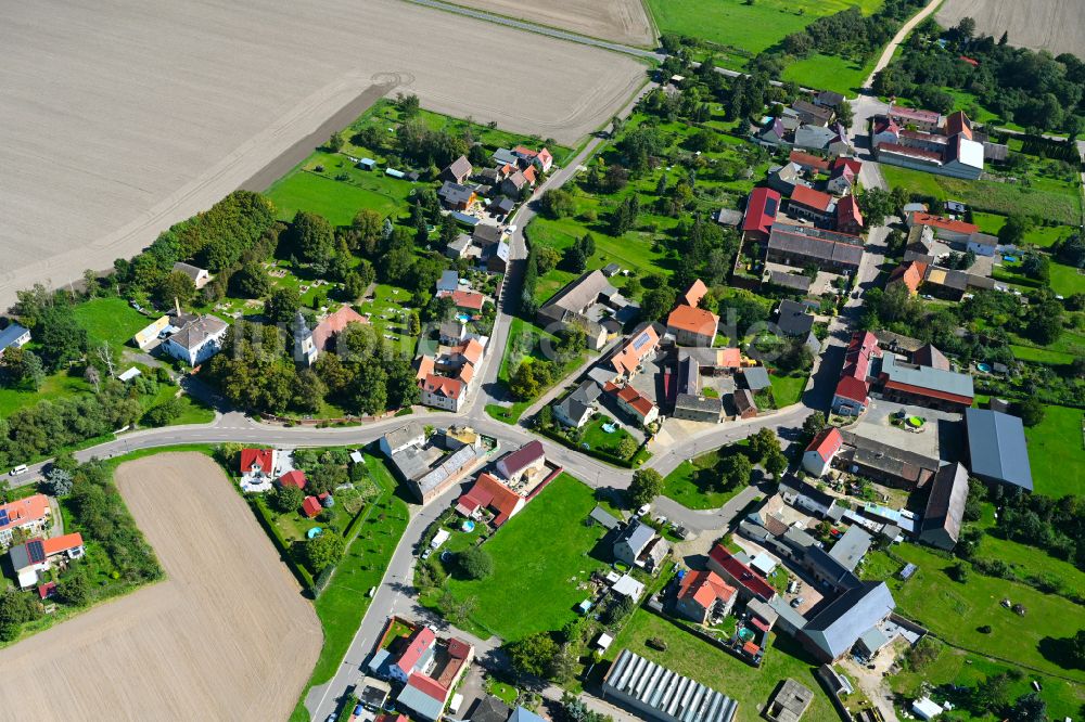 Luftaufnahme Kitzen - Dorfkern am Feldrand in Kitzen im Bundesland Sachsen, Deutschland
