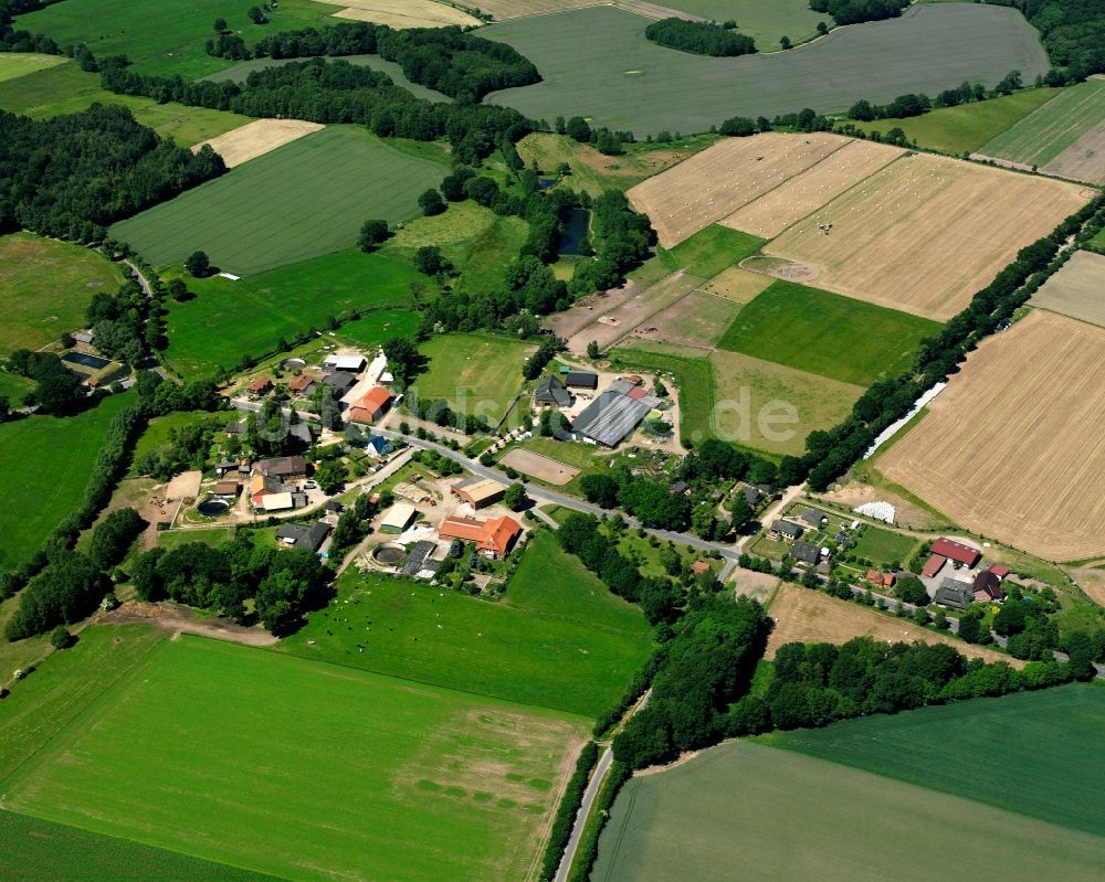 Luftaufnahme Klein Pampau - Dorfkern am Feldrand in Klein Pampau im Bundesland Schleswig-Holstein, Deutschland