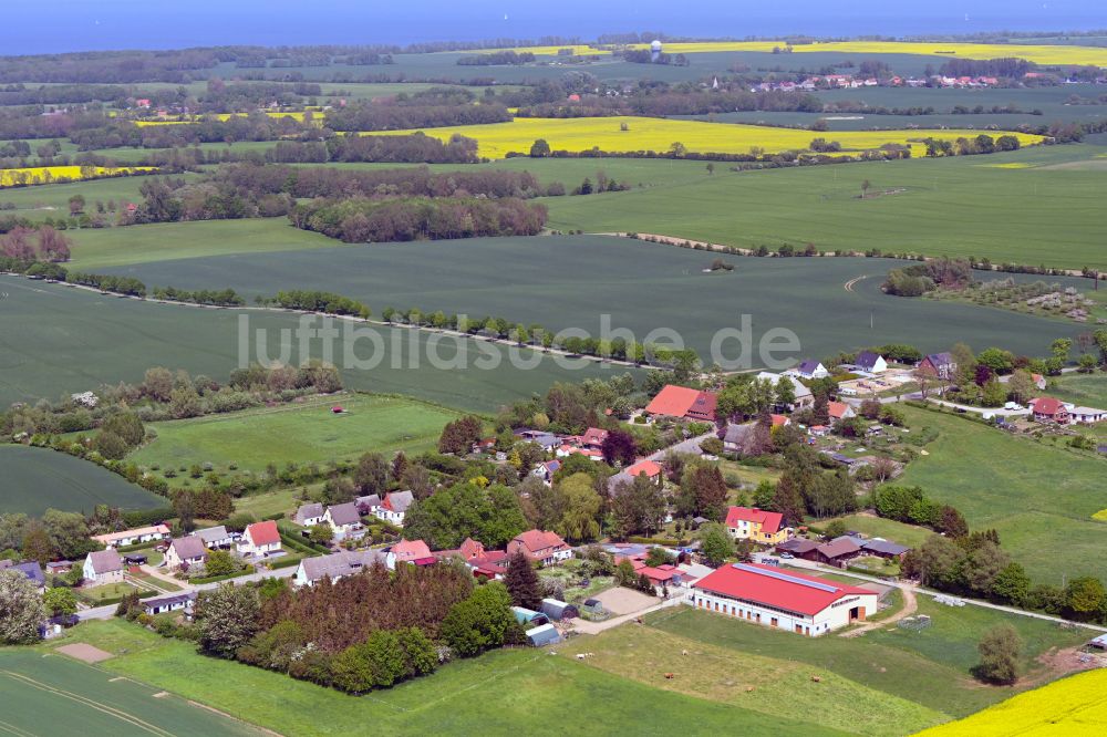 Luftaufnahme Klein Pravtshagen - Dorfkern am Feldrand in Klein Pravtshagen im Bundesland Mecklenburg-Vorpommern, Deutschland