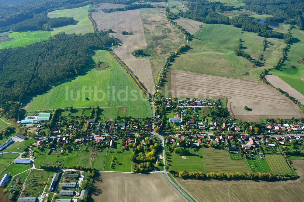 Luftaufnahme Klosterwalde - Dorfkern am Feldrand in Klosterwalde im Bundesland Brandenburg, Deutschland