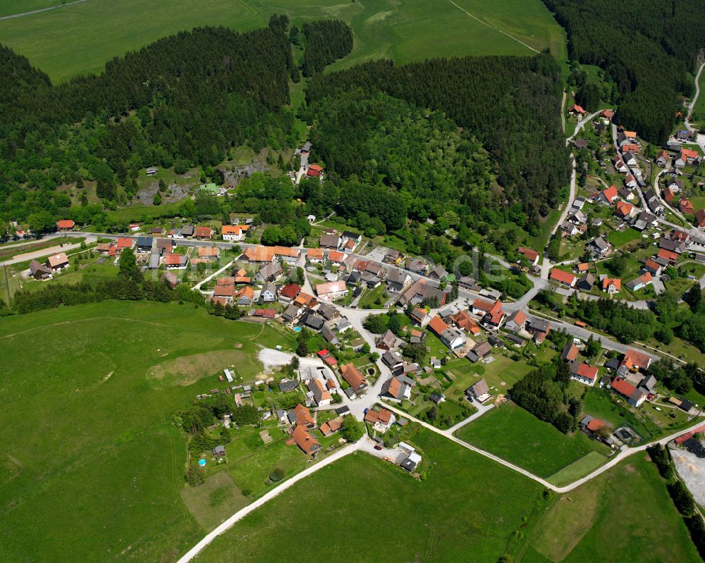 Luftaufnahme Königshütte (Harz) - Dorfkern am Feldrand in Königshütte (Harz) im Bundesland Sachsen-Anhalt, Deutschland