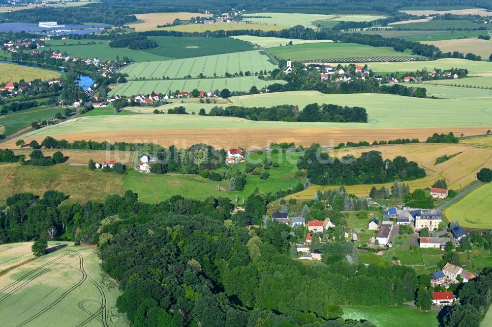 Korpitzsch von oben - Dorfkern am Feldrand in Korpitzsch im Bundesland Sachsen, Deutschland