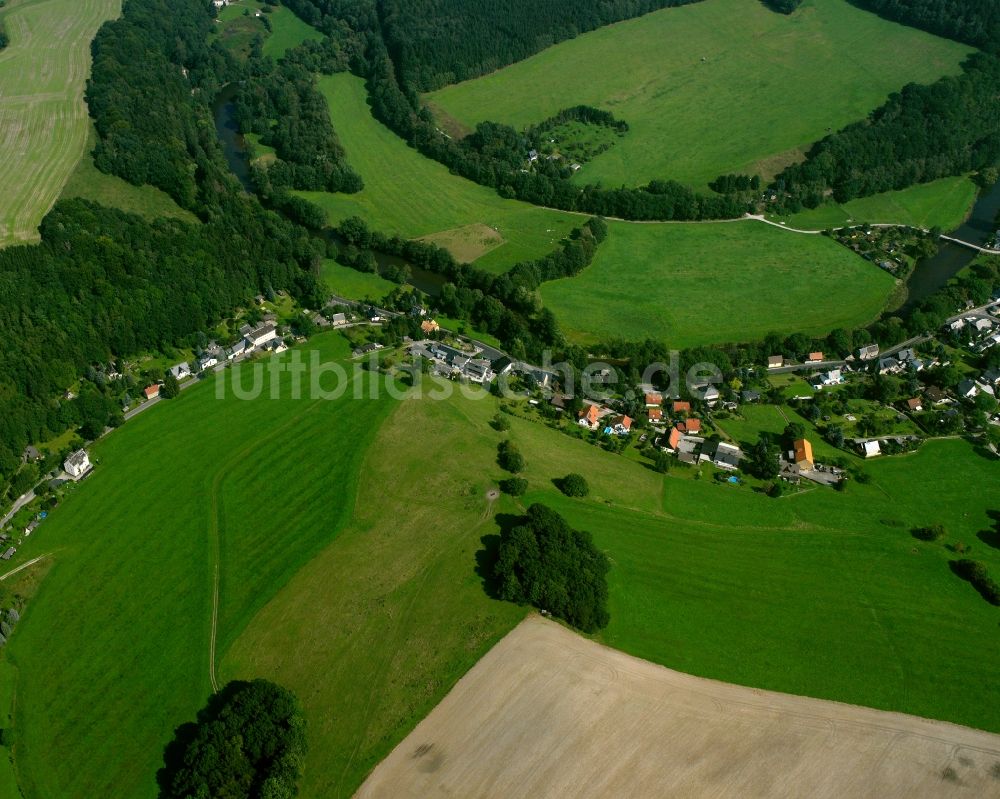 Kunnersdorf von oben - Dorfkern am Feldrand in Kunnersdorf im Bundesland Sachsen, Deutschland