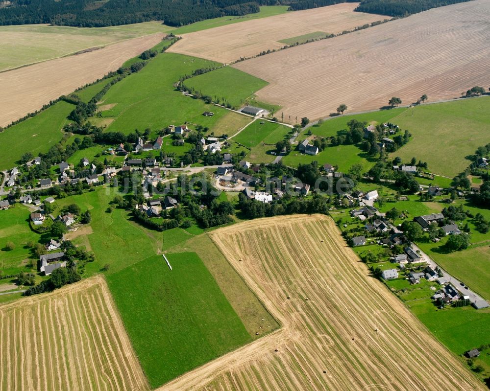 Luftbild Langenau - Dorfkern am Feldrand in Langenau im Bundesland Sachsen, Deutschland