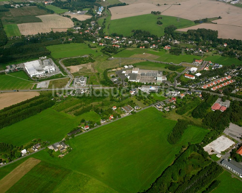 Luftaufnahme Lössnitz - Dorfkern am Feldrand in Lössnitz im Bundesland Sachsen, Deutschland