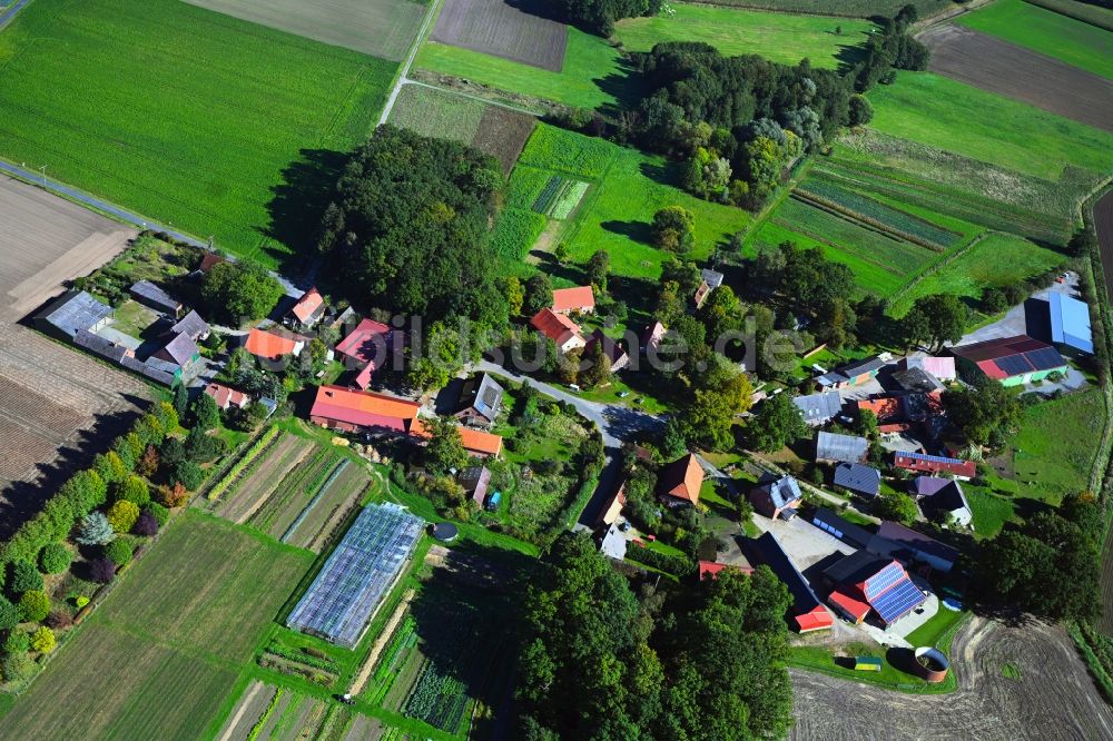 Luftbild Marlin - Dorfkern am Feldrand in Marlin im Bundesland Niedersachsen, Deutschland