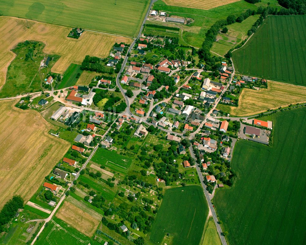 Mautitz von oben - Dorfkern am Feldrand in Mautitz im Bundesland Sachsen, Deutschland