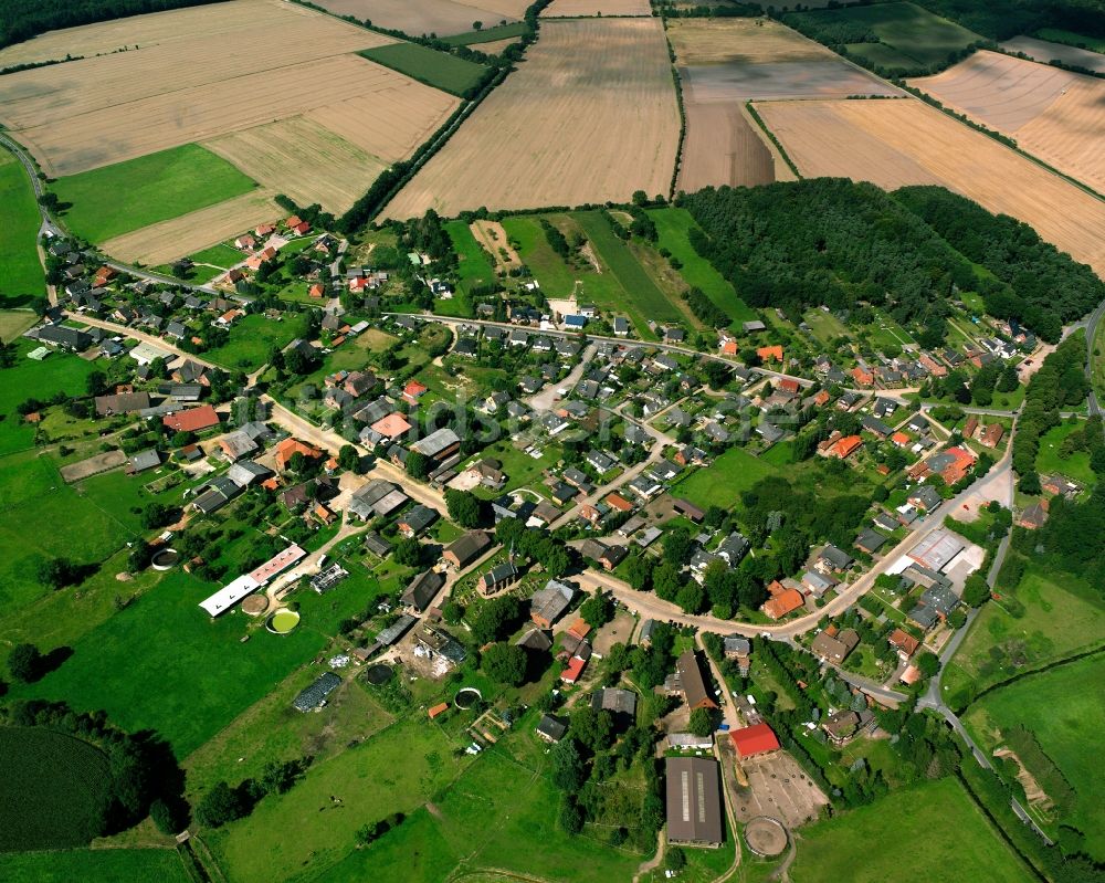 Mühlenkamp von oben - Dorfkern am Feldrand in Mühlenkamp im Bundesland Schleswig-Holstein, Deutschland