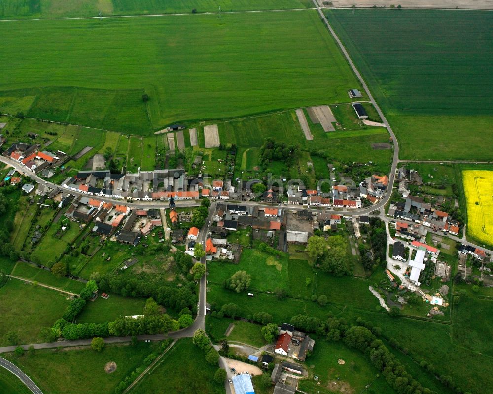 Mühlstedt aus der Vogelperspektive: Dorfkern am Feldrand in Mühlstedt im Bundesland Sachsen-Anhalt, Deutschland