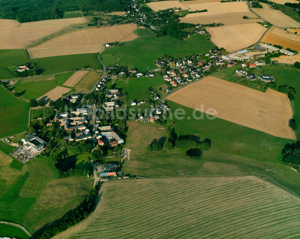 Moschwitz von oben - Dorfkern am Feldrand in Moschwitz im Bundesland Thüringen, Deutschland