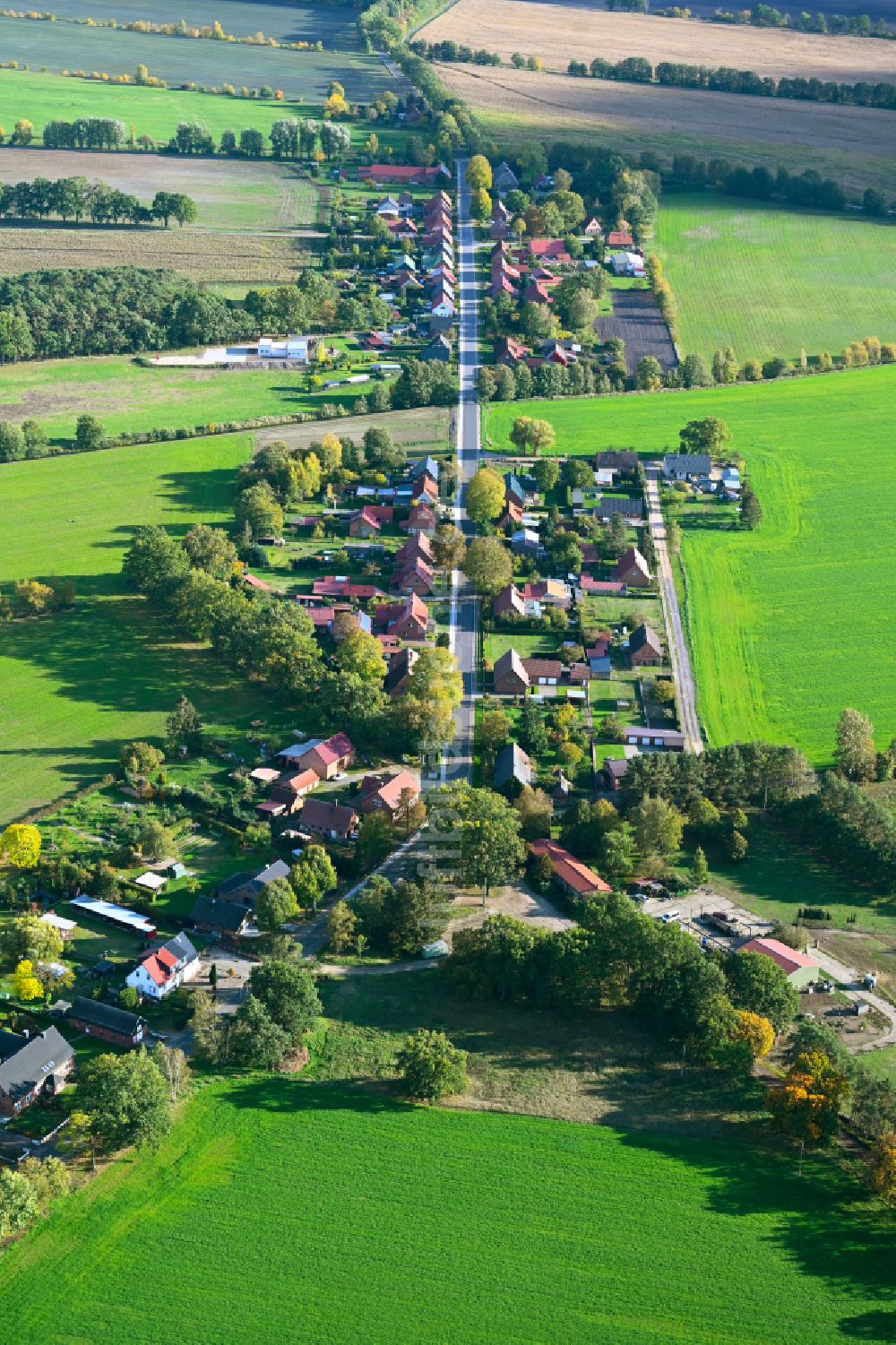 Neu Lüblow von oben - Dorfkern am Feldrand in Neu Lüblow im Bundesland Mecklenburg-Vorpommern, Deutschland