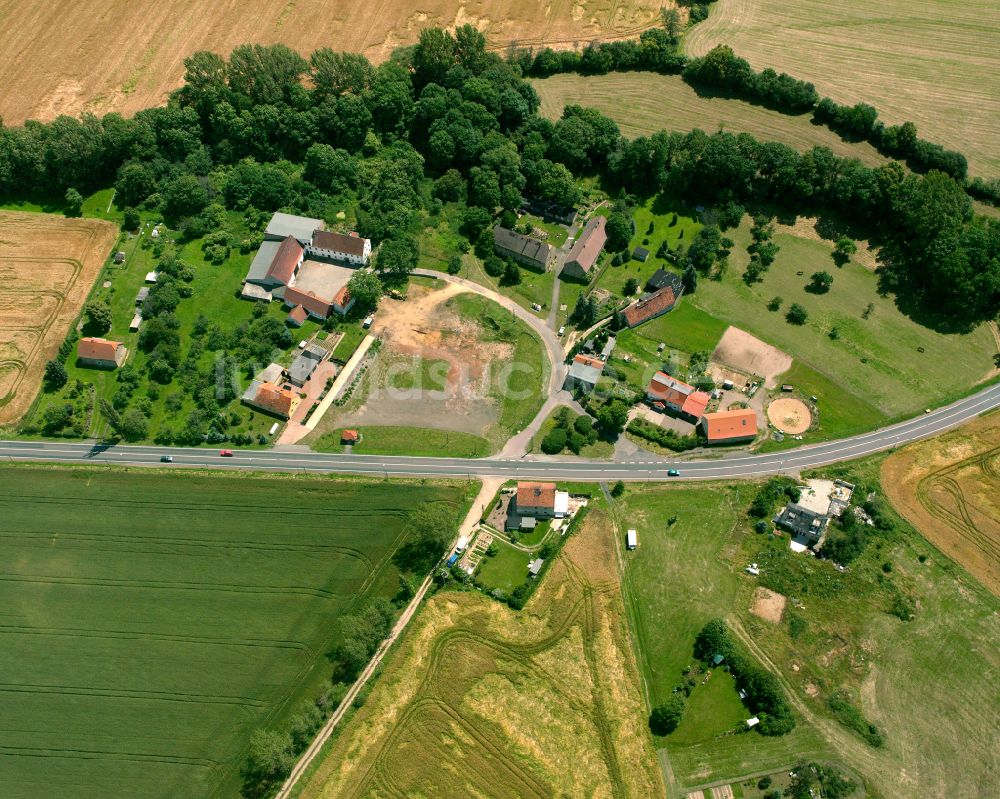 Luftbild Oelsitz - Dorfkern am Feldrand in Oelsitz im Bundesland Sachsen, Deutschland