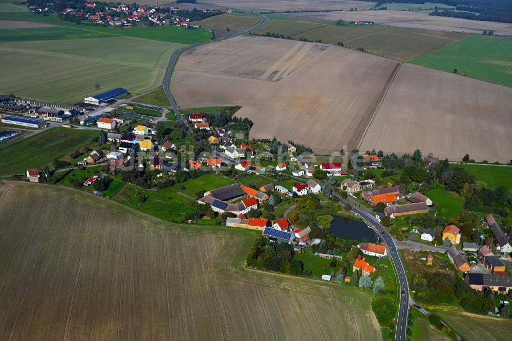 Ogkeln aus der Vogelperspektive: Dorfkern am Feldrand in Ogkeln im Bundesland Sachsen-Anhalt, Deutschland