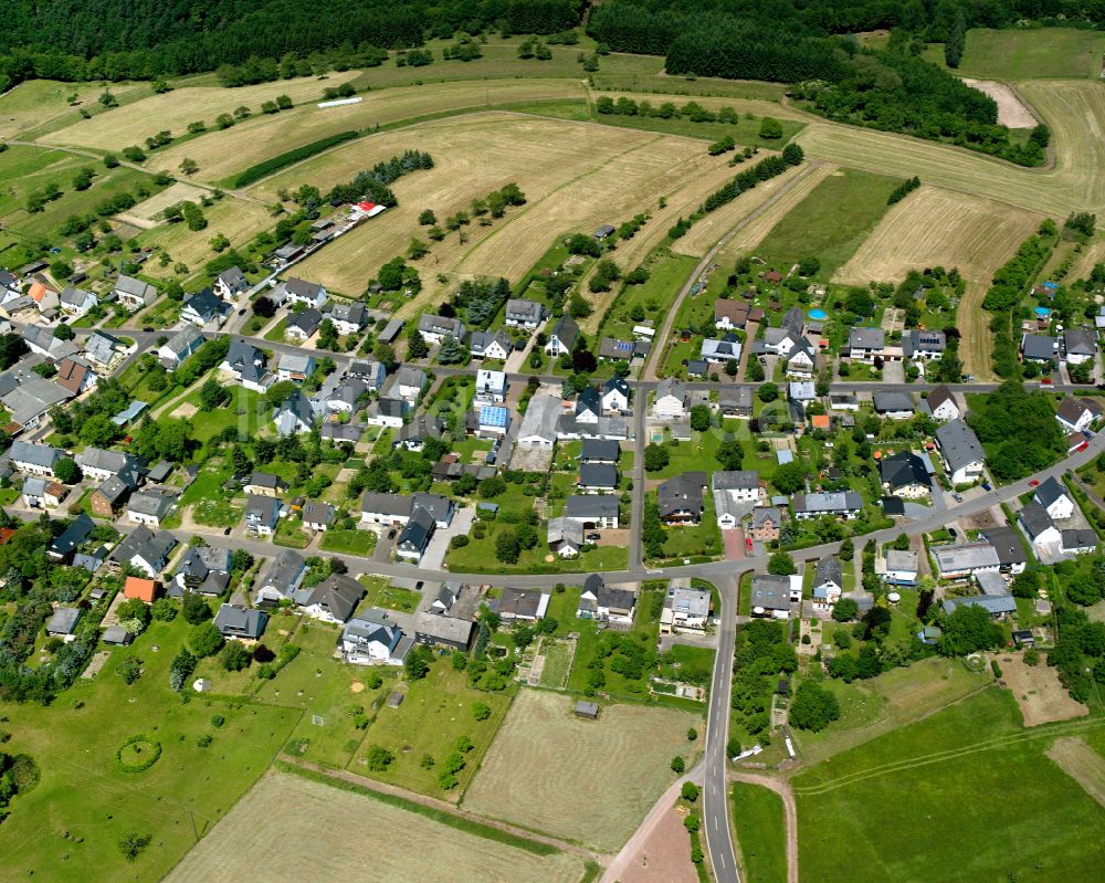 Oppenhausen von oben - Dorfkern am Feldrand in Oppenhausen im Bundesland Rheinland-Pfalz, Deutschland