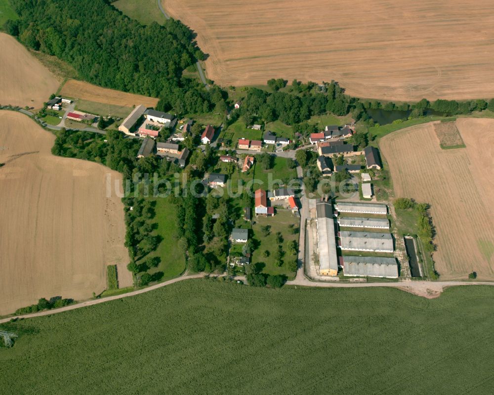 Luftaufnahme Poris-Lengefeld - Dorfkern am Feldrand in Poris-Lengefeld im Bundesland Thüringen, Deutschland