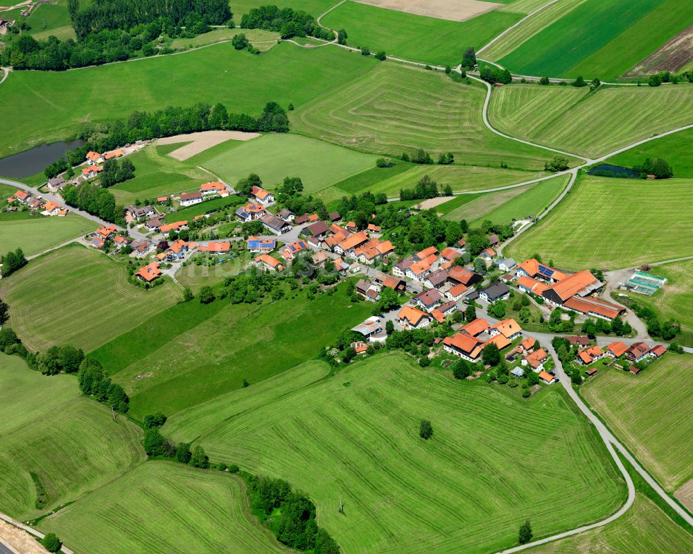 Ratzing von oben - Dorfkern am Feldrand in Ratzing im Bundesland Bayern, Deutschland