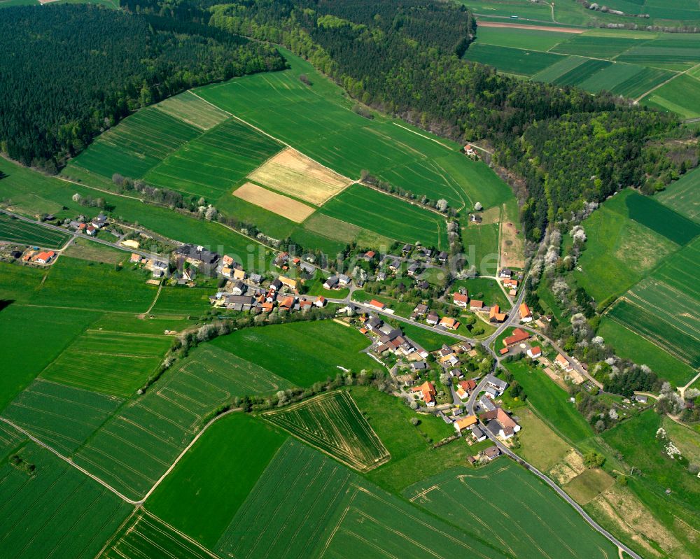 Reimenrod aus der Vogelperspektive: Dorfkern am Feldrand in Reimenrod im Bundesland Hessen, Deutschland