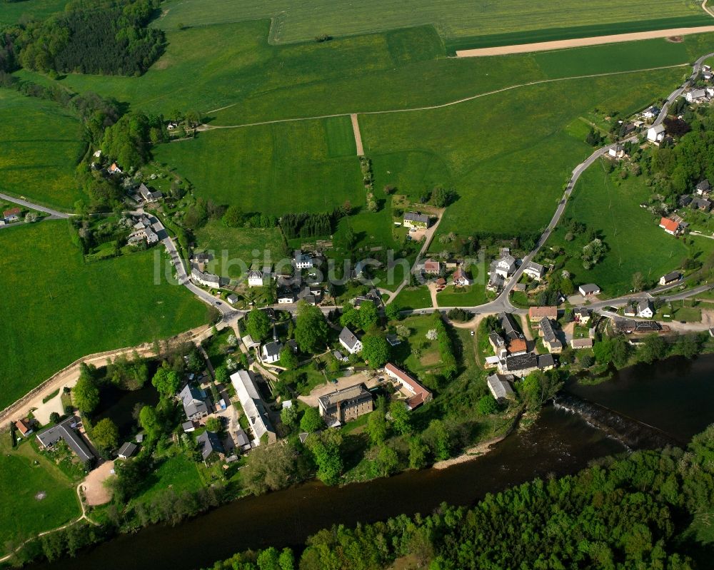 Ringethal von oben - Dorfkern am Feldrand in Ringethal im Bundesland Sachsen, Deutschland