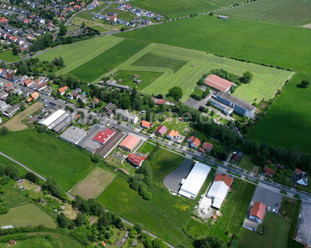 Romrod von oben - Dorfkern am Feldrand in Romrod im Bundesland Hessen, Deutschland
