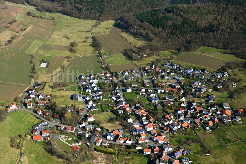 Luftbild Rotensee - Dorfkern am Feldrand in Rotensee im Bundesland Hessen, Deutschland