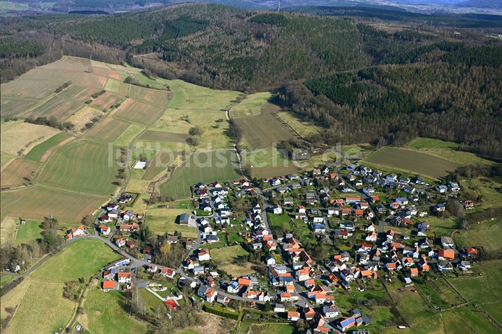 Luftaufnahme Rotensee - Dorfkern am Feldrand in Rotensee im Bundesland Hessen, Deutschland